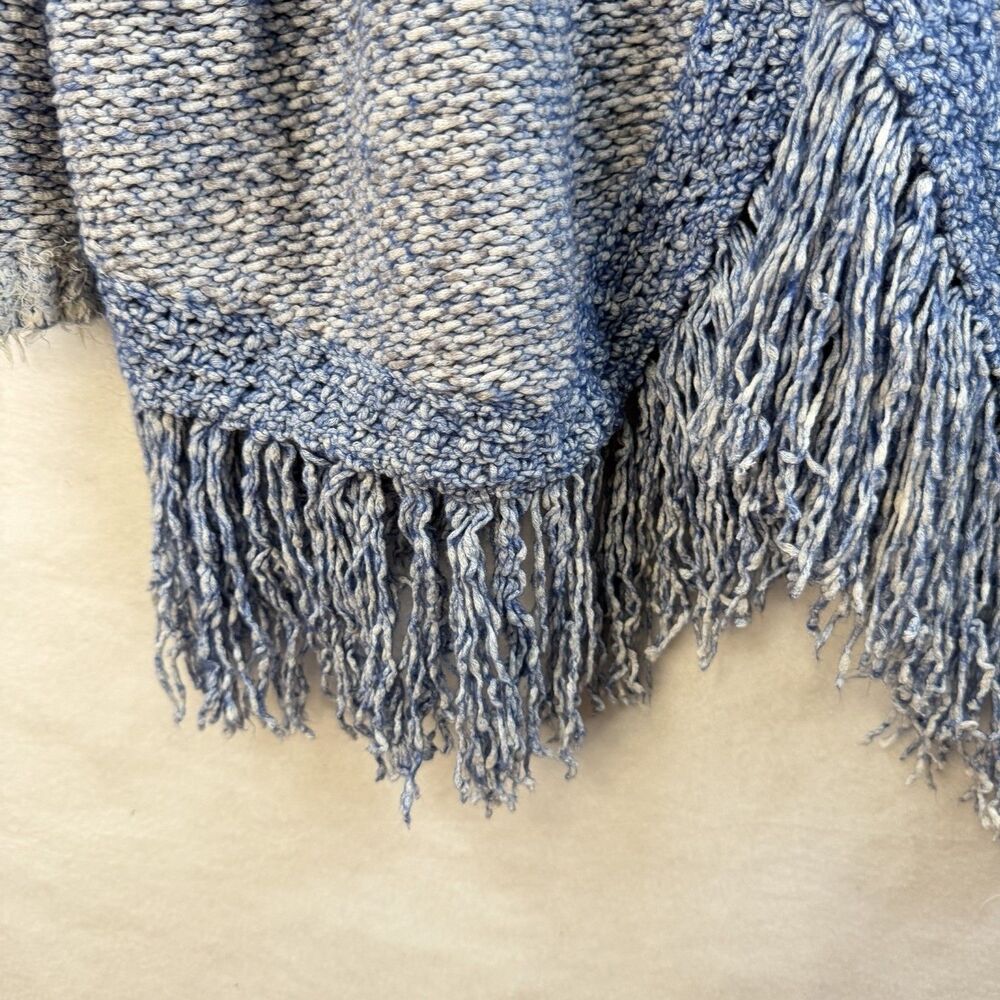 Lucky Brand Open Sweater Blue Striped Knit Fringe Western Mixed Media Artsy Sz S - Picture 4 of 11